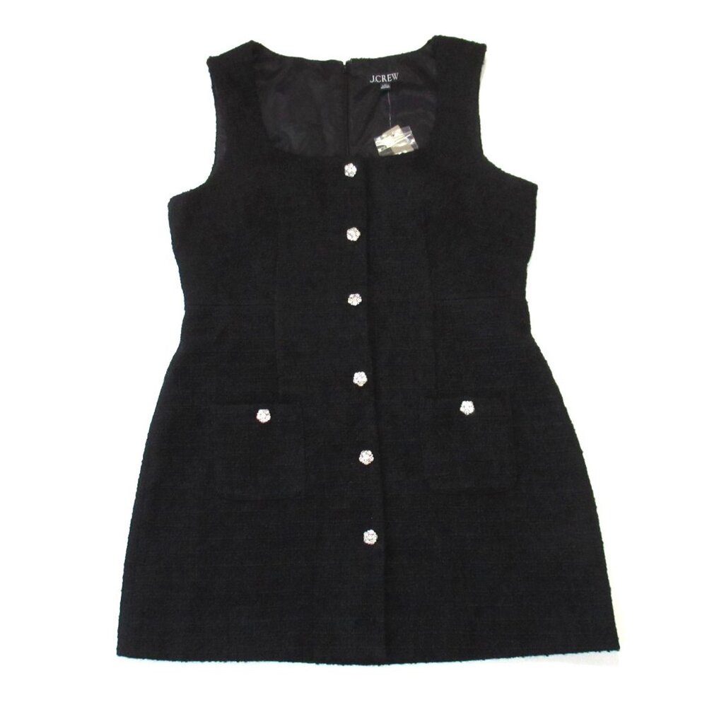 NWT J.Crew Sophia Sleeveless Mini in Black Tweed Jewel Buttons Dress 14 - Picture 4 of 8